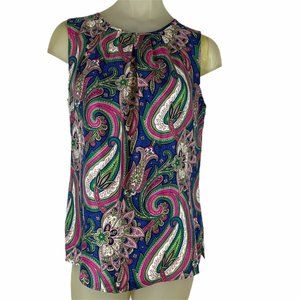 Talbots Silk Pink Green and Blue Paisely Sz14 Top